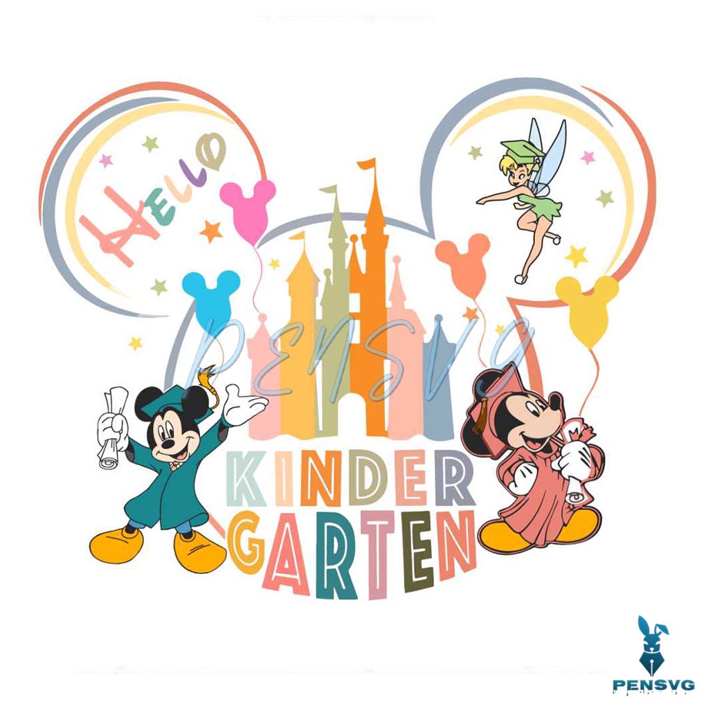Hello Kindergarten Disney Mickey And Friends School SVG File