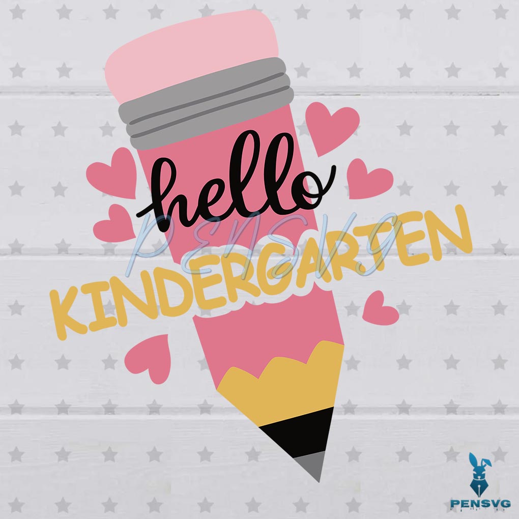 Hello Kindergarten Pencil Grade Level SVG