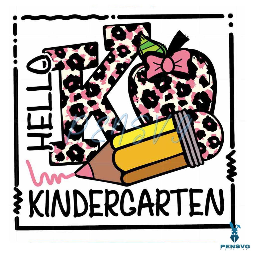 Hello Kindergarten Student Leopard SVG for Personal and Commercial Uses