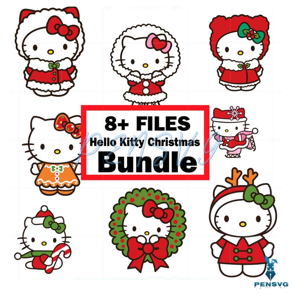 Hello Kitty Christmas Bundle Svg For Cricut Sublimation Files