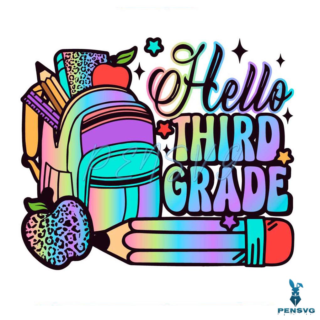 Hello Third Grade SVG Back To School SVG Digital Cricut File