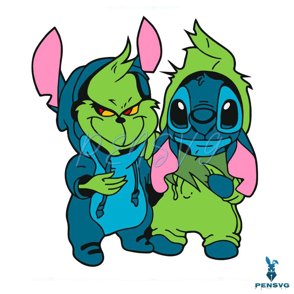 Horror Grinch and Stitch Christmas SVG Graphic Design File