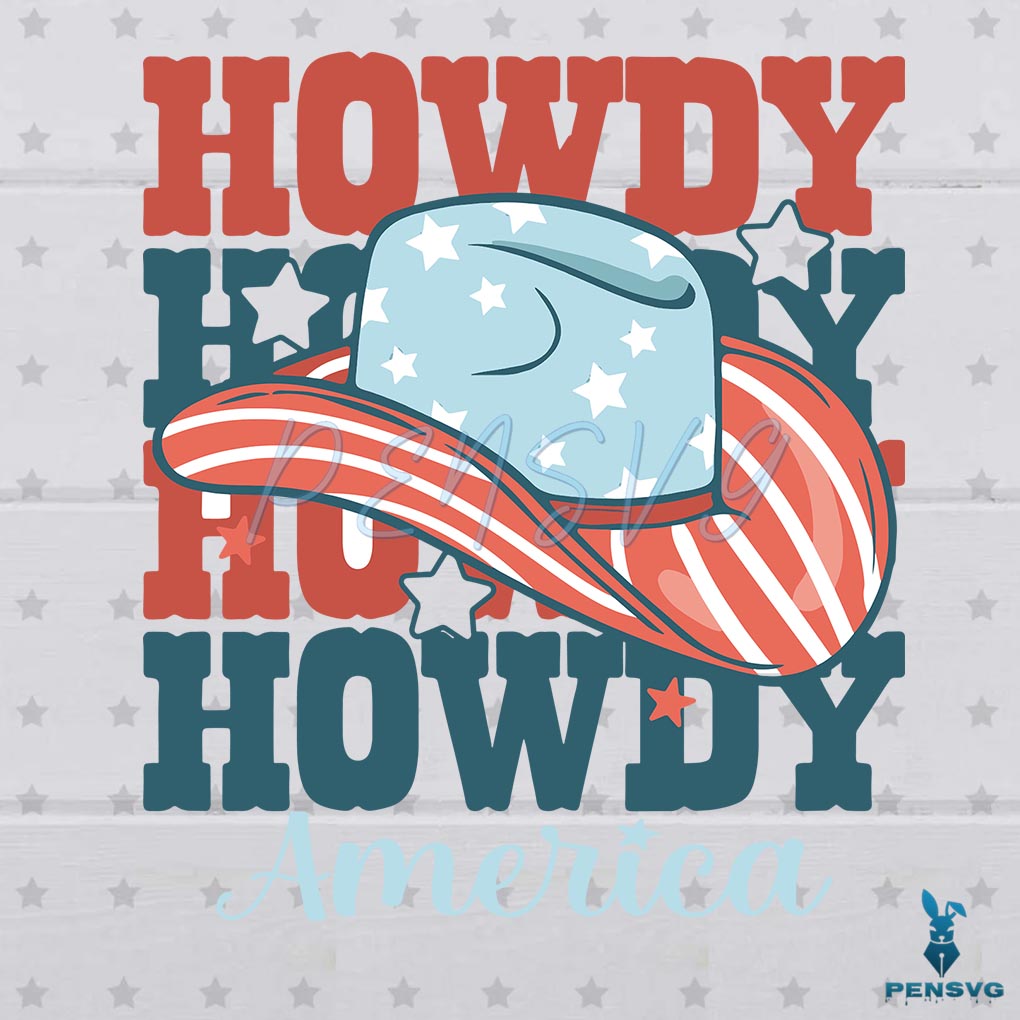 Howdy America 4th Of July Cowboy SVG Graphic Design File