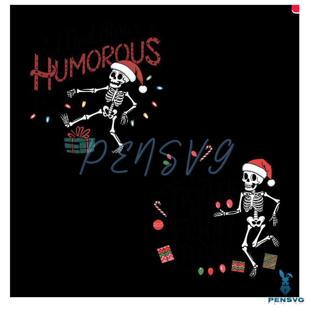 I Find Him Humorous Christmas Skeleton Sata Hat Png Bundle Sublimation