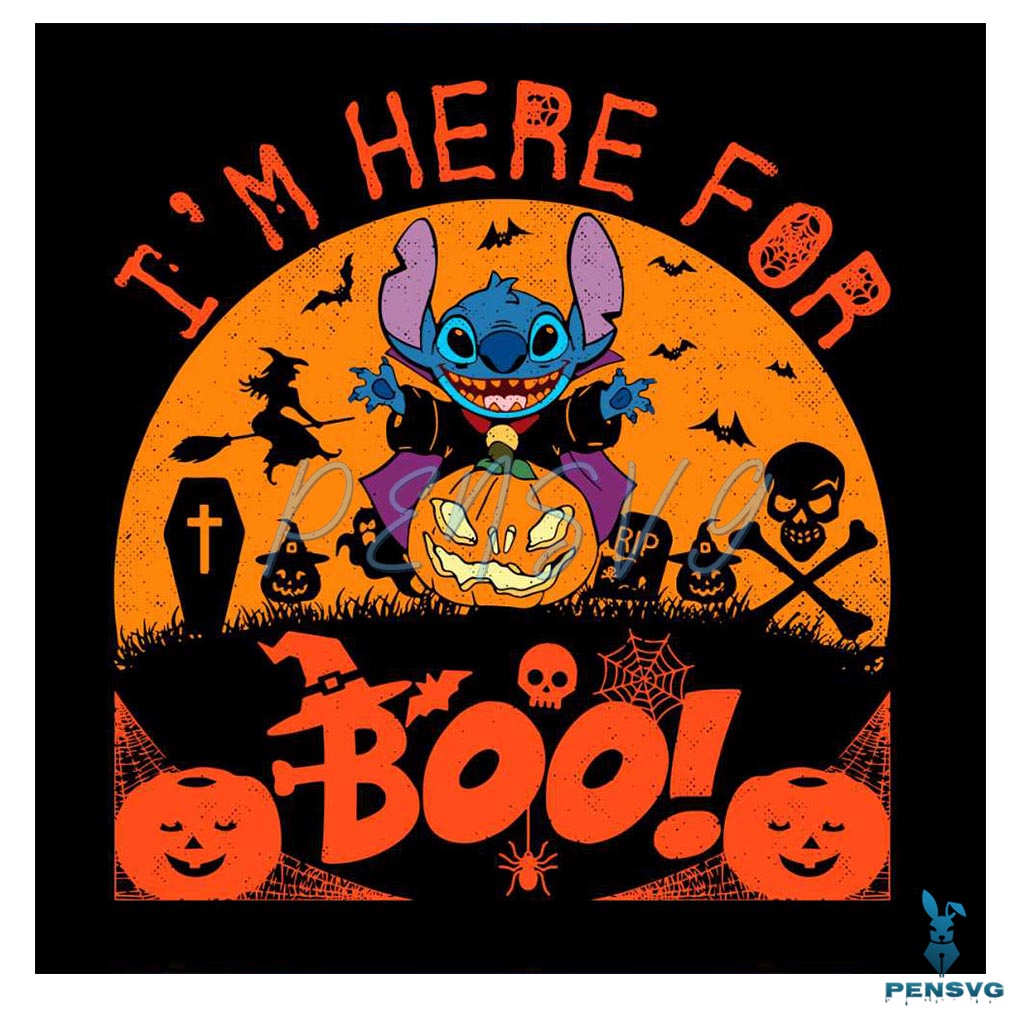 Im Here For The Boo Disney Stitch Pumpkin SVG Download