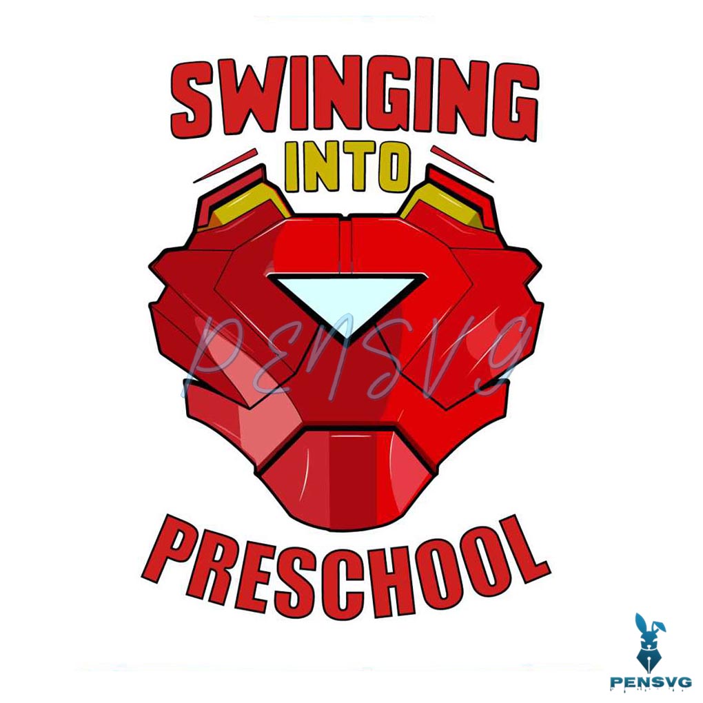 Iron Man Swinging Into Preschool Svg