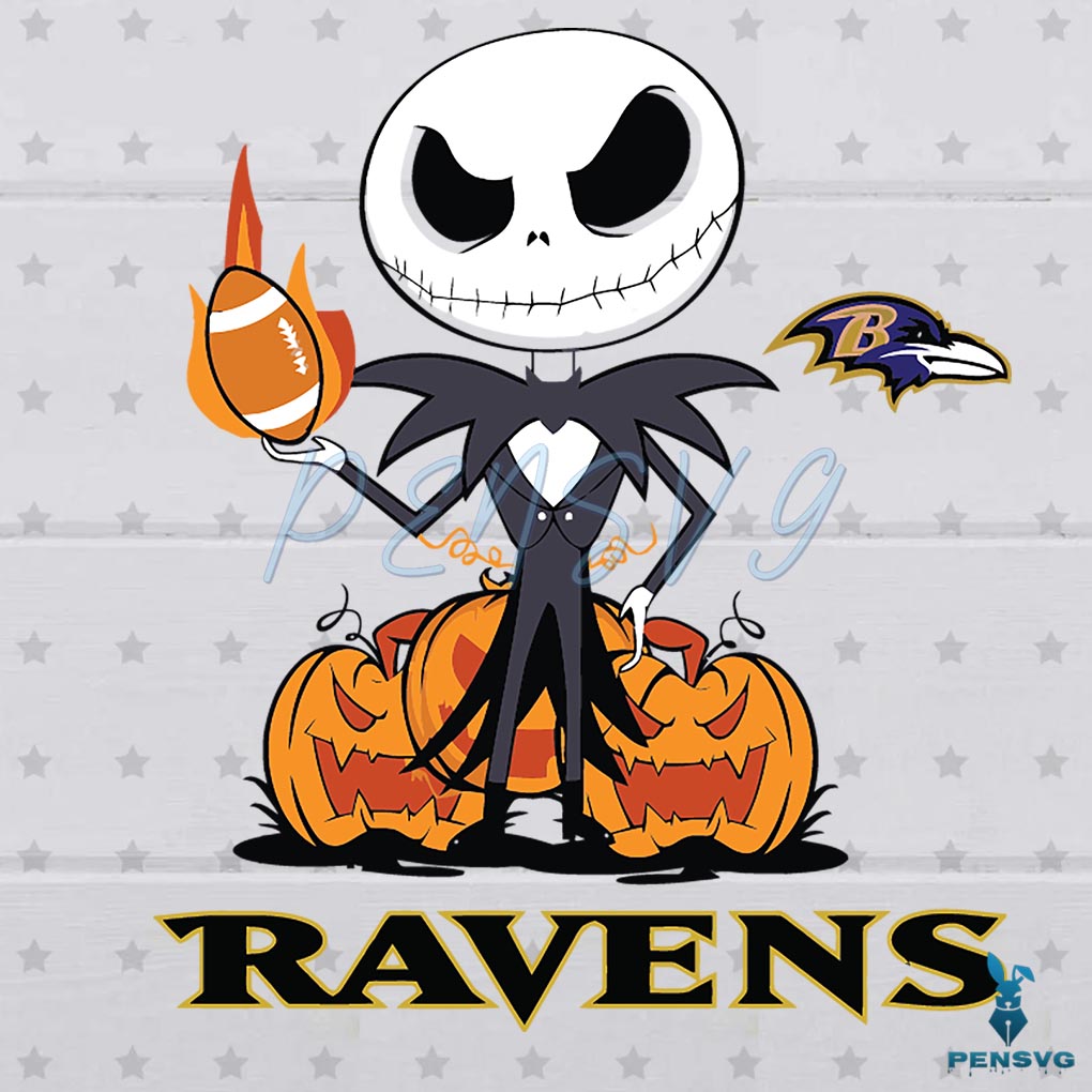 Jack Skellington Baltimore Ravens Football Team Logo SVG Cutting File