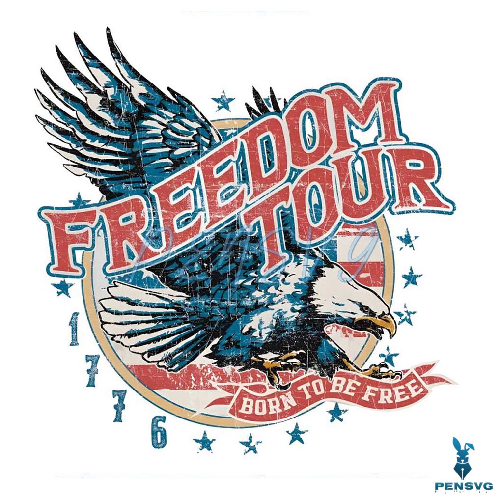 July 4th Freedom Tour 1776 American Eagle PNG Sublimation Design