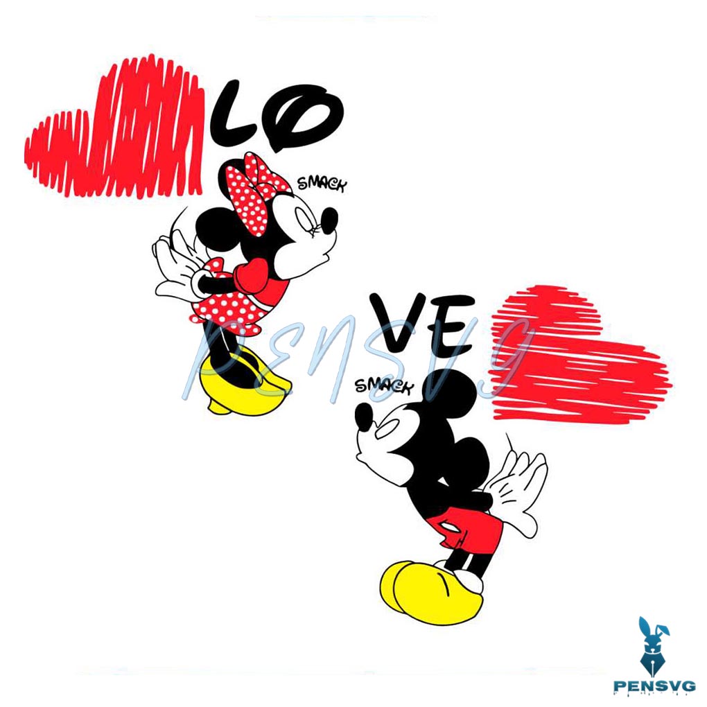 Kissing Mickey Minnie Smack SVG