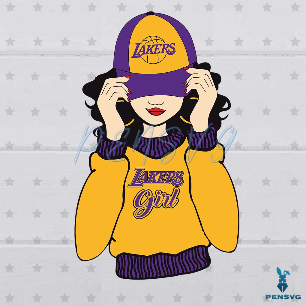 Lakers Cap Girl Basketball SVG Digital File, Fans Lakers Team Svg