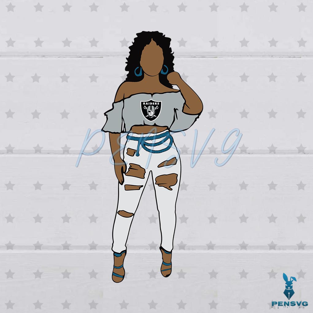 Las Vegas Raiders NFL SVG Black Girl Football Team Cutting Files
