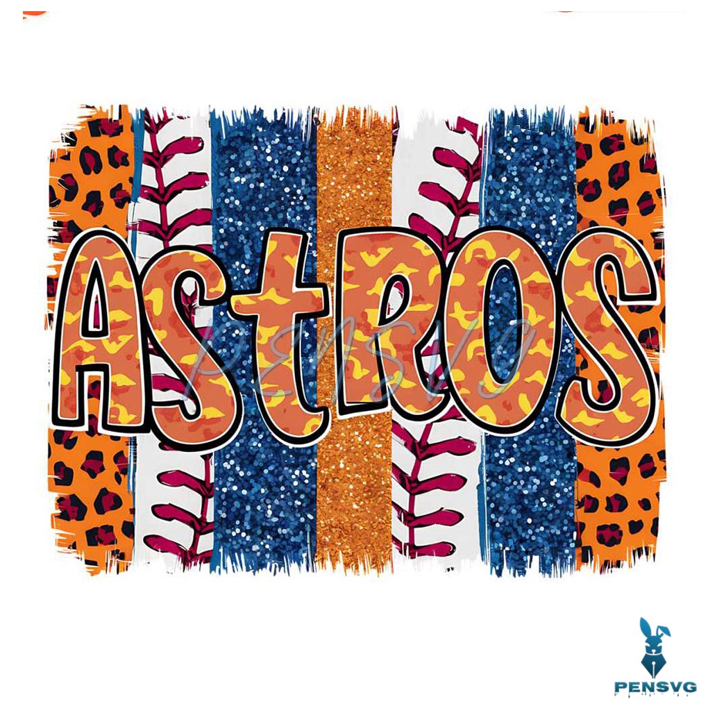 Leopard Brushstrokes Astros Baseball PNG