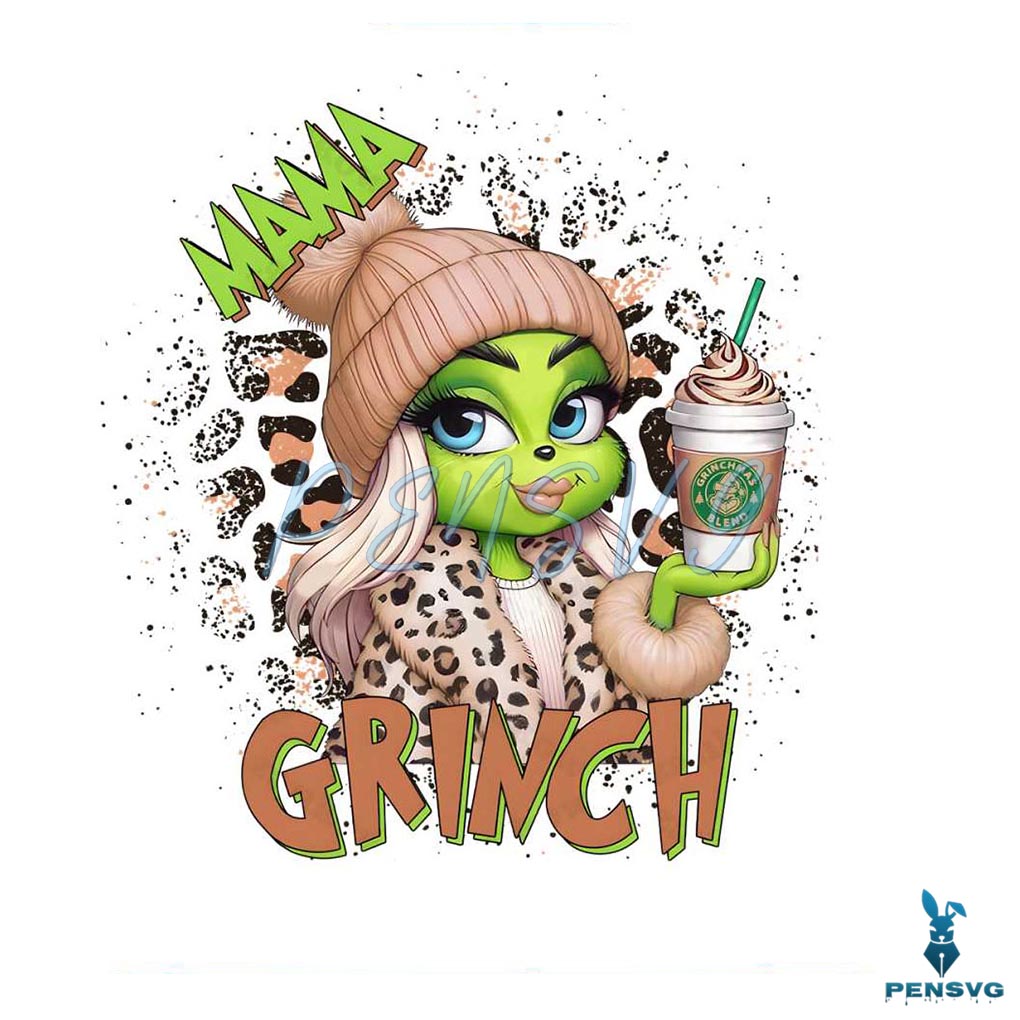 Leopard Coffee Mama Grinch PNG