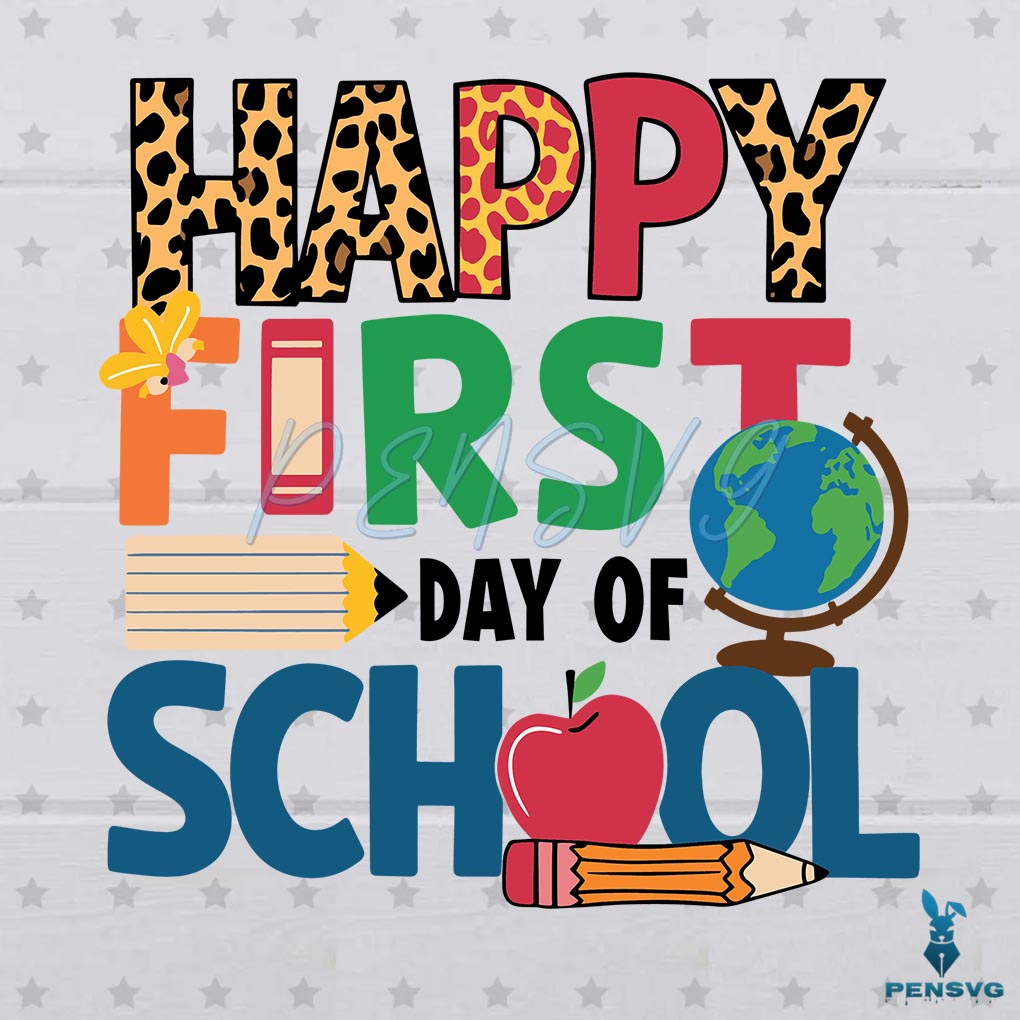 Leopard Happy First Day Of School SVG