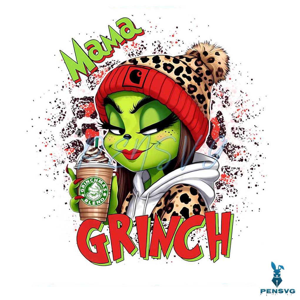 Leopard Red Christmas Mama Grinch PNG