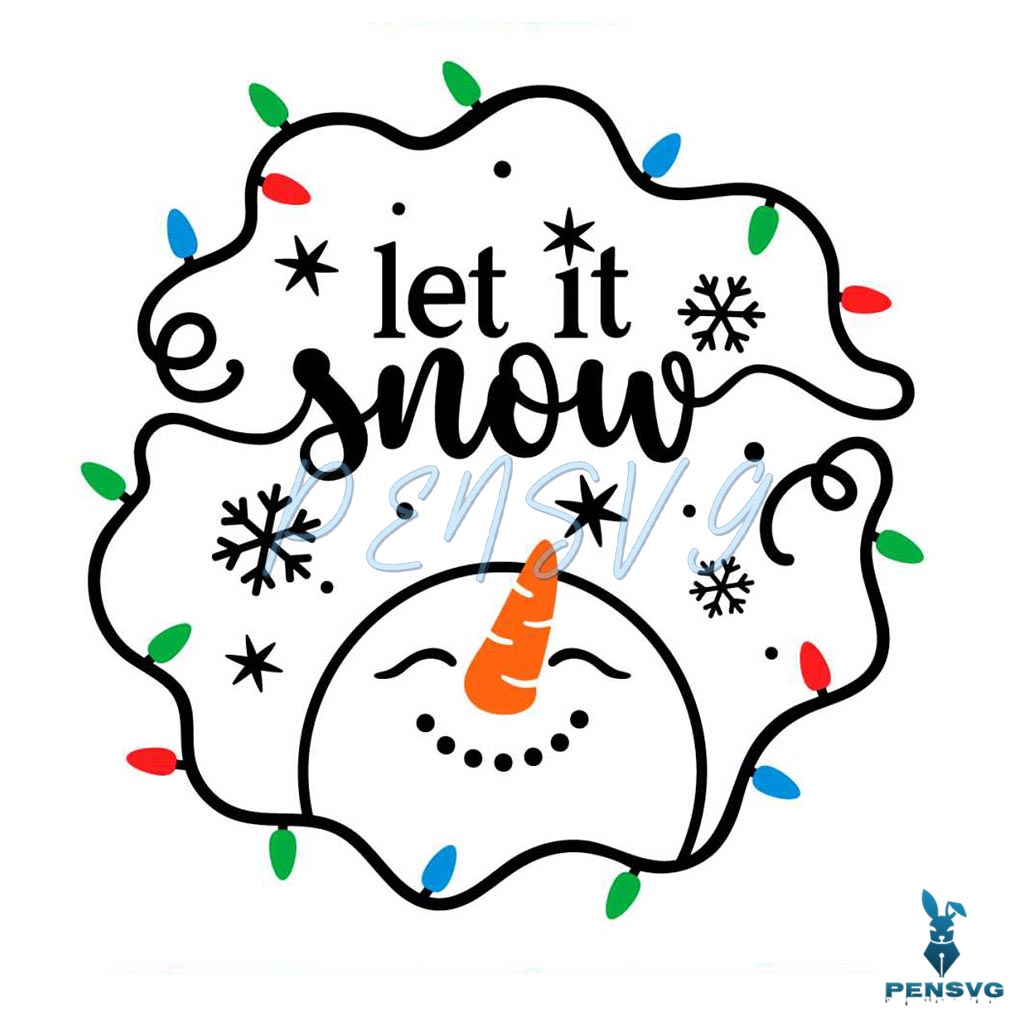 Let It Snow Cute Snowman Christmas Lights SVG