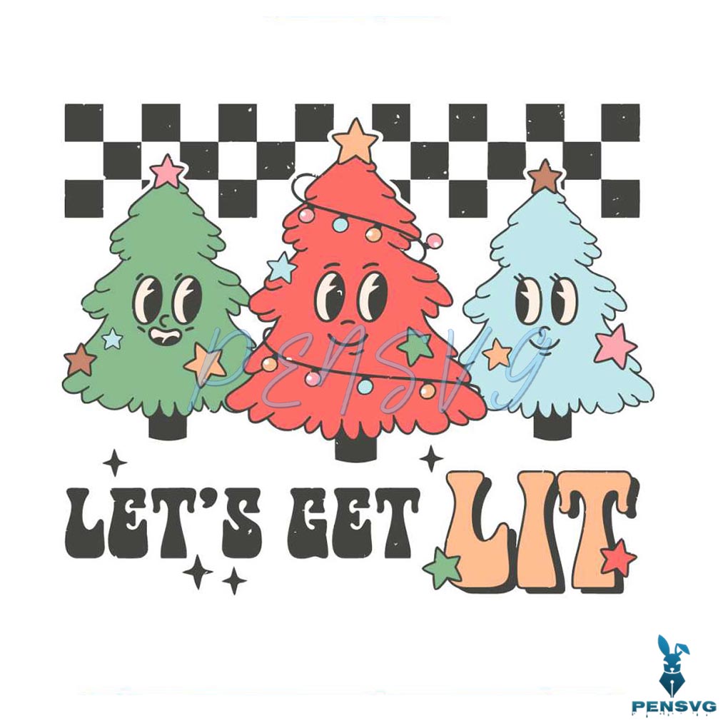 Lets Get Lit Funny Christmas Tree SVG Cutting Digital File