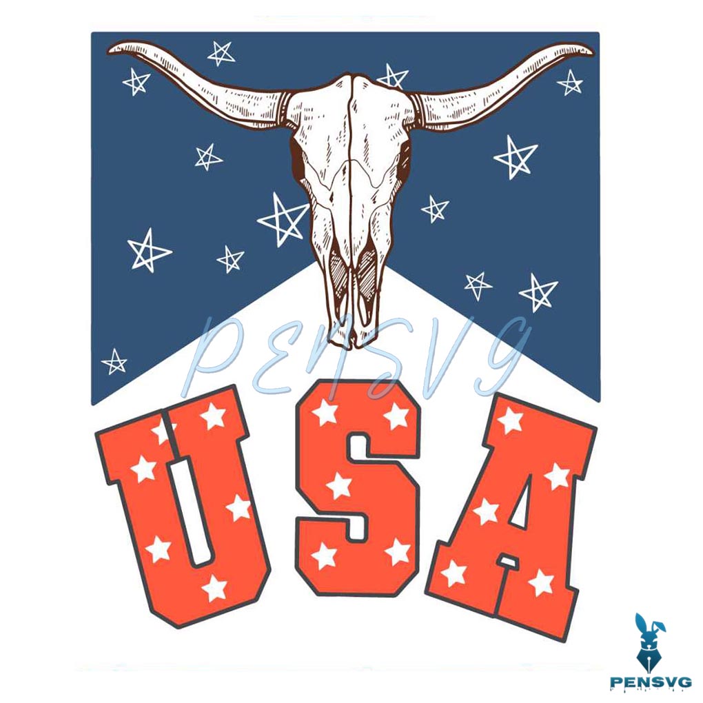 Longhorn Bull Head USA SVG Howdy 4th of July SVG Digital File