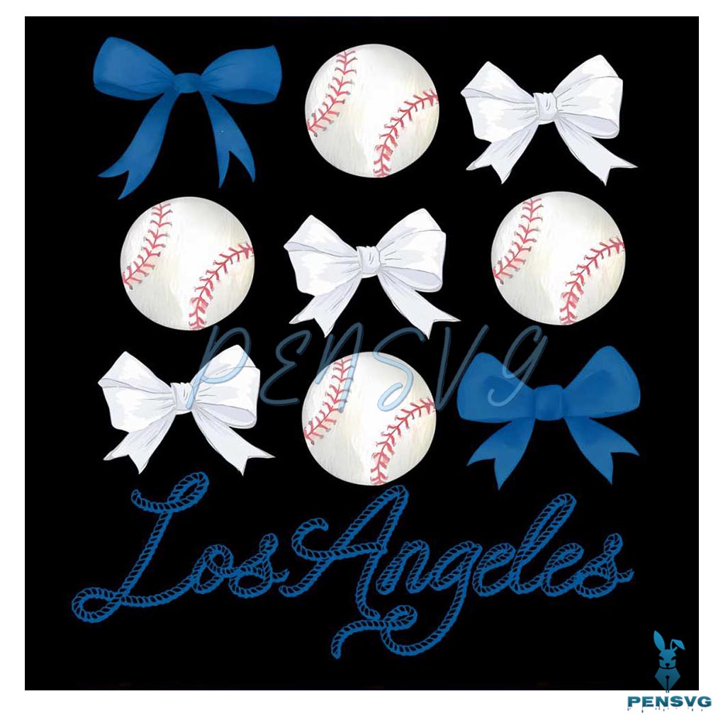Los Angeles Baseball Ribbon Bow PNG