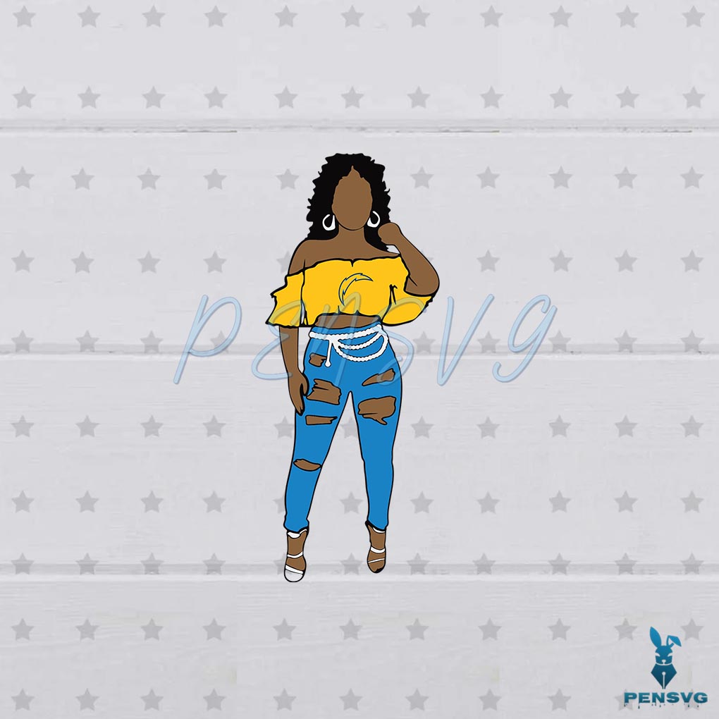Los Angeles Chargers NFL SVG Black Girl Cutting Digital Files