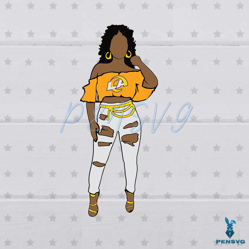 Los Angeles Rams NFL SVG Black Girl Cutting Digital Files