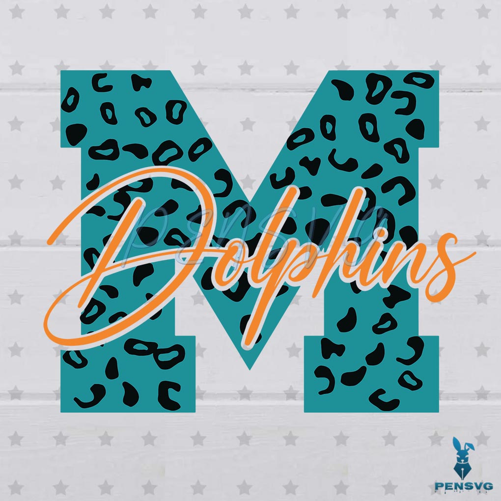 M Dolphins Leopard Pattern Miami Dolphins SVG Digital File