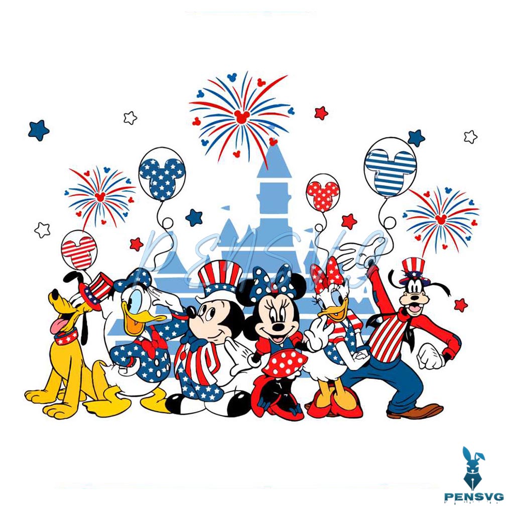 Magic Kingdom 4th of July Disney Friends PNG