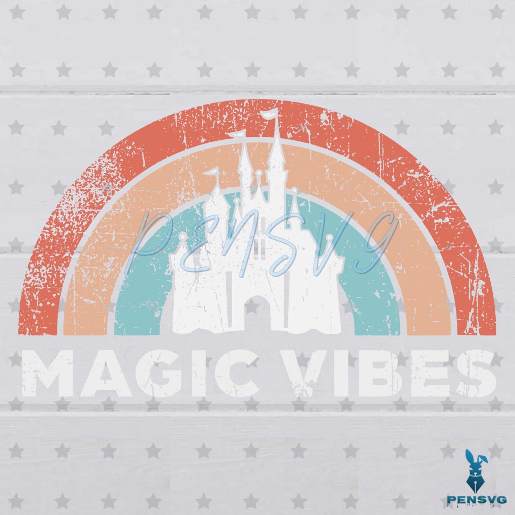 Magic Vibes Castle Svg Vintage Rainbow Svg, Disney Castle Svg