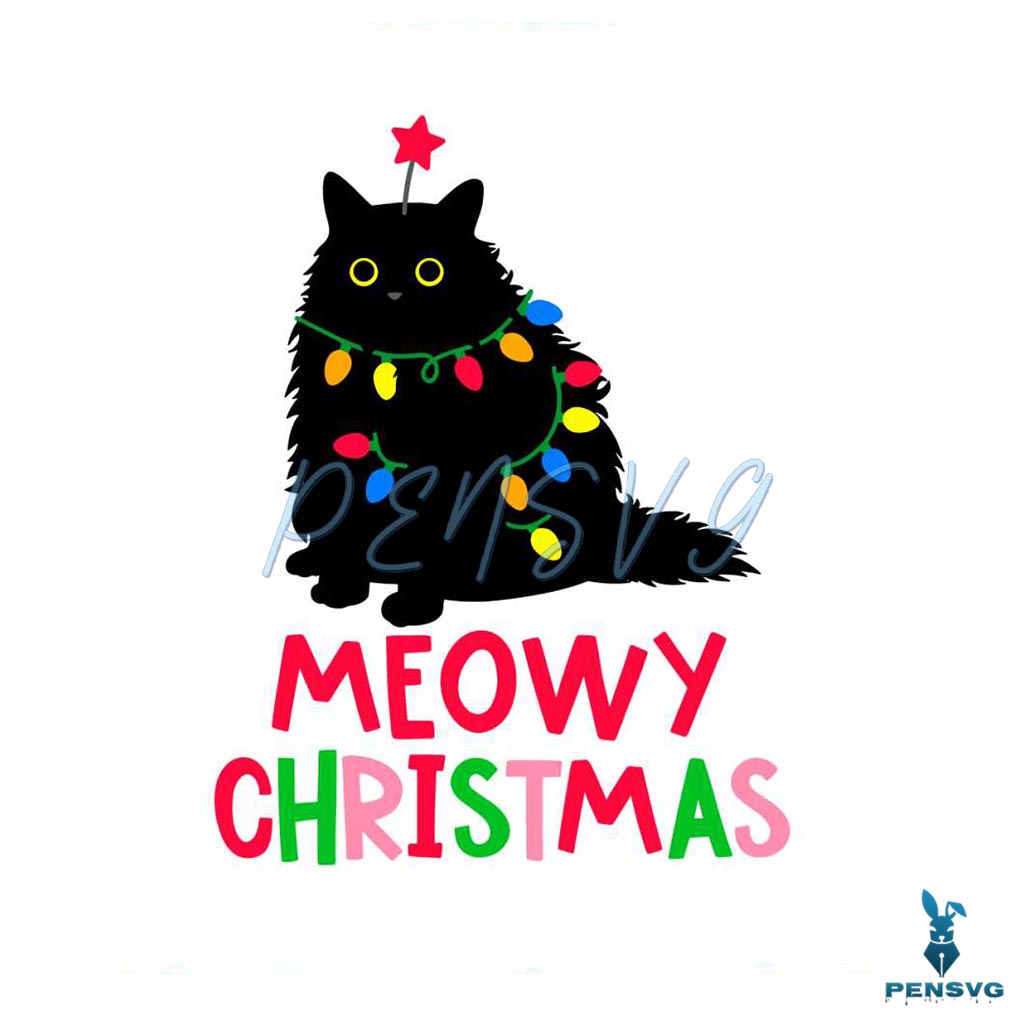 Meowy Christmas Black Cat SVG