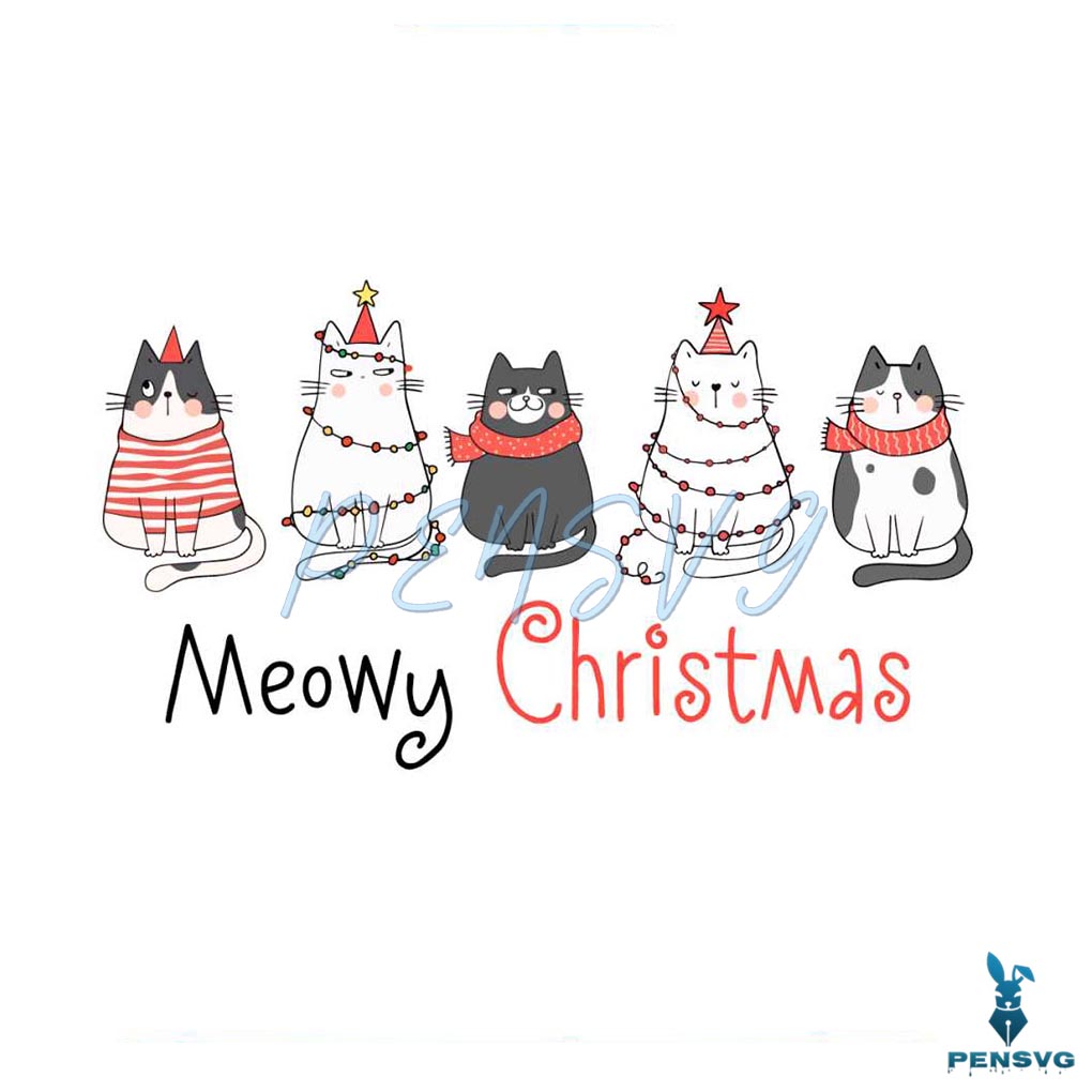 Meowy Christmas Cat Lover Xmas SVG Graphic Design File
