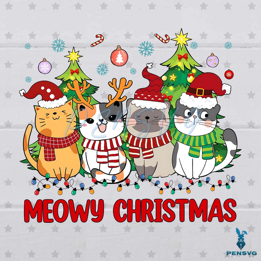 Meowy Christmas Funny Christmas Cat Lovers PNG