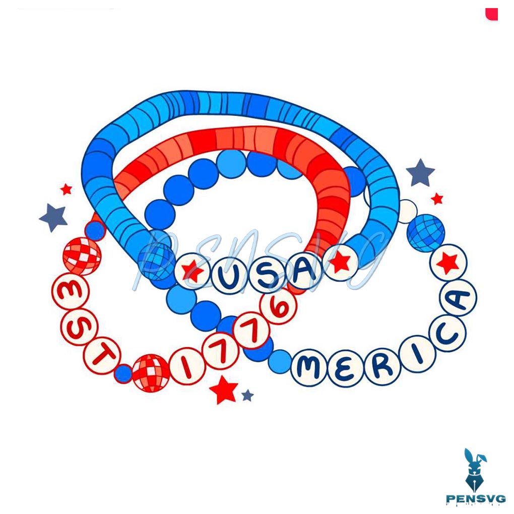 Merica Friendship Bracelet USA Est 1776 SVG