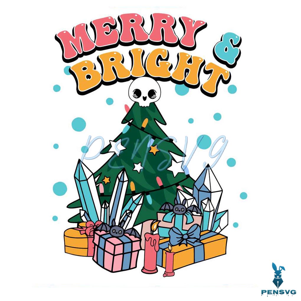 Merry And Bright Christmas Tree SVG