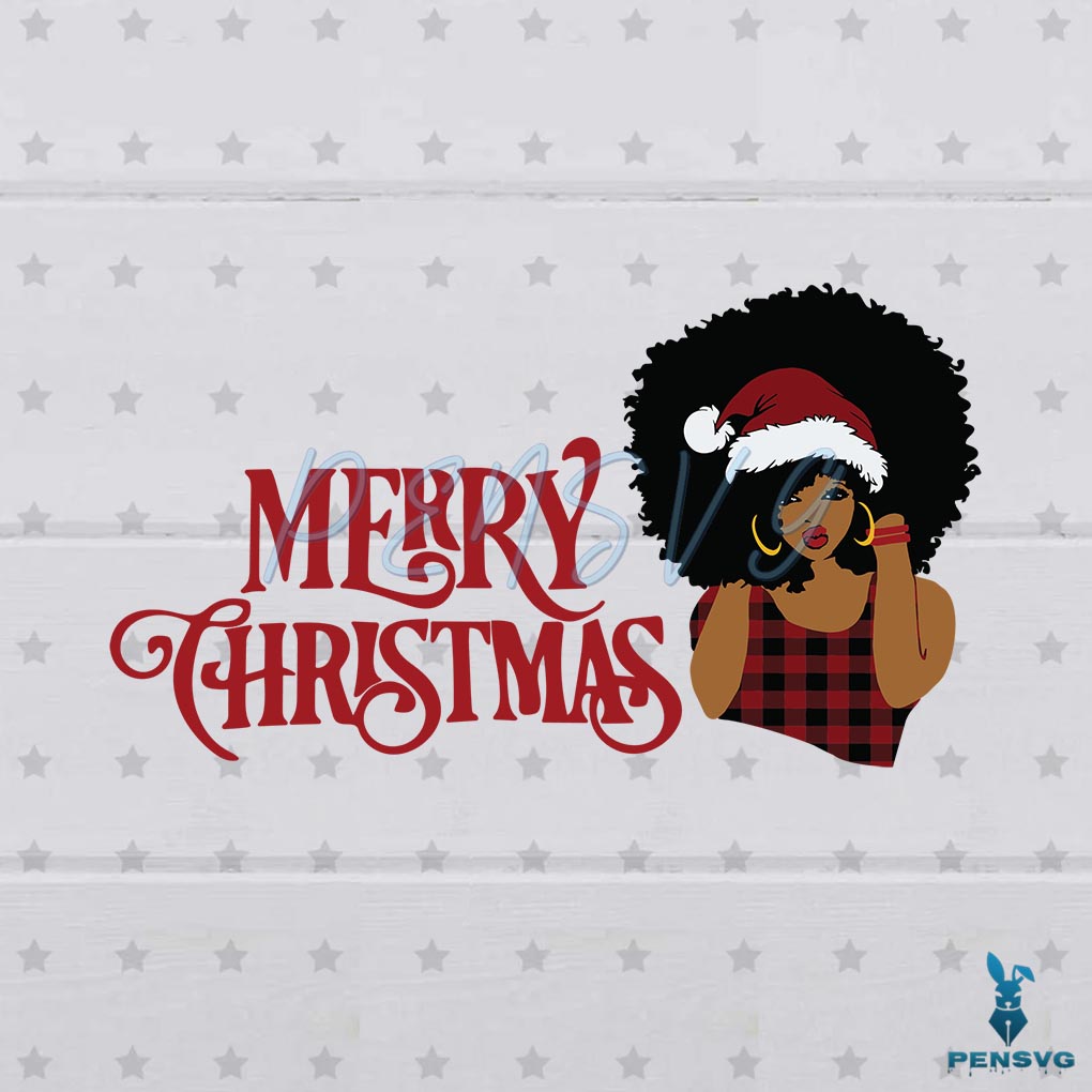 Merry Christmas Afro Woman Santa SVG Graphic Design Cutting File