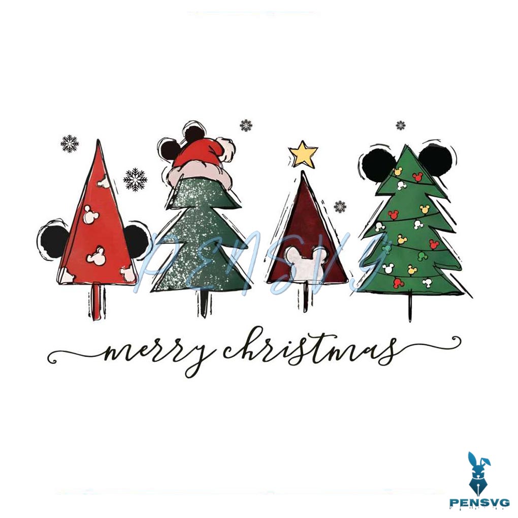 Merry Christmas Mickey Head Christmas Tree PNG File