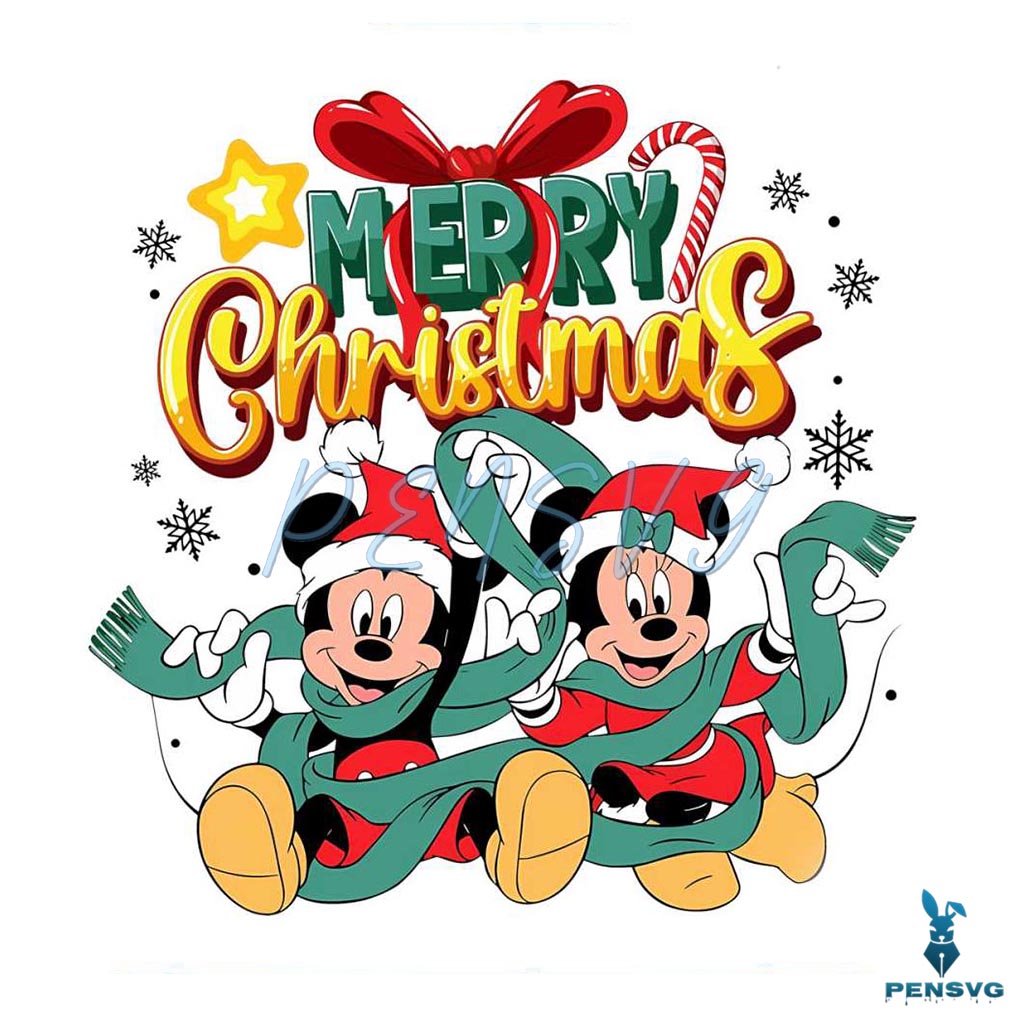Merry Christmas Minnie Mickey Magic Kingdom SVG File
