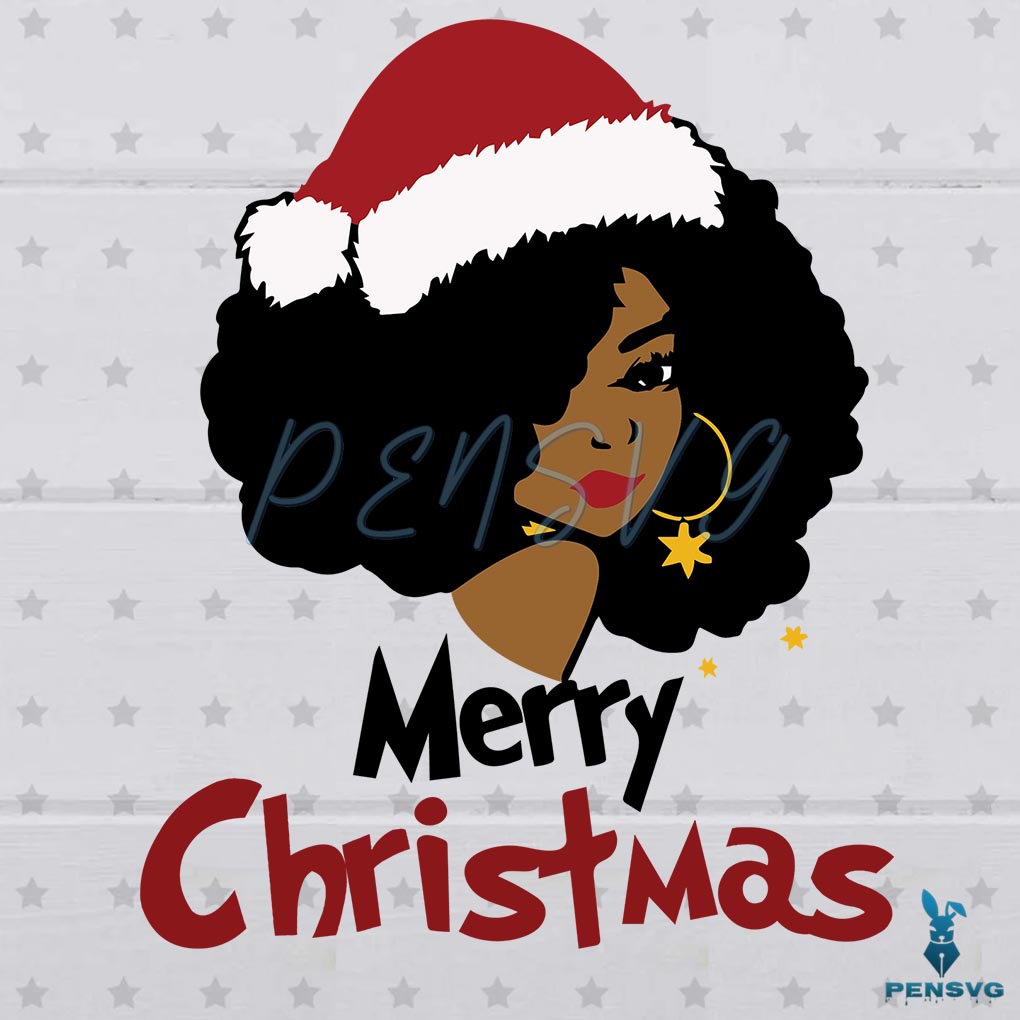 Merry Christmas Santa Afro Girl Best Design SVG Digital Files