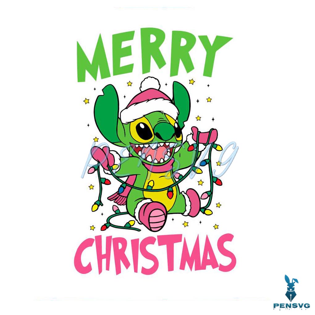 Merry Christmas Stitch Grinch Vibe SVG