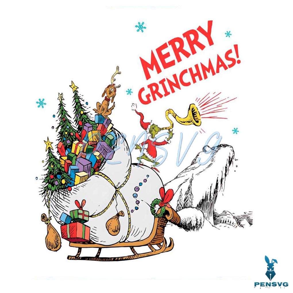 Merry Grinchmas And Max Dog PNG Sublimation File