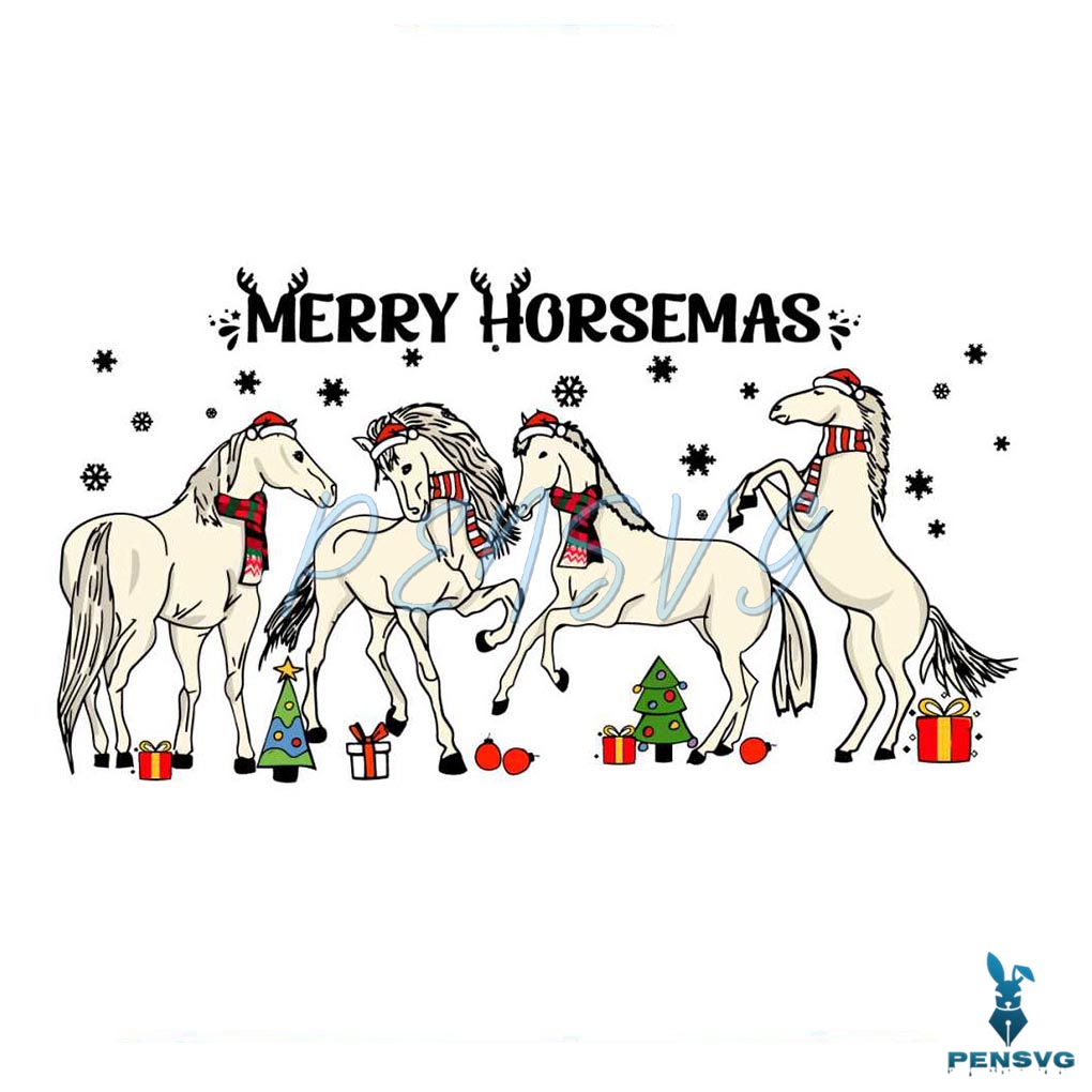 Merry Horsemas Funny Christmas Santa Hats SVG Digital File