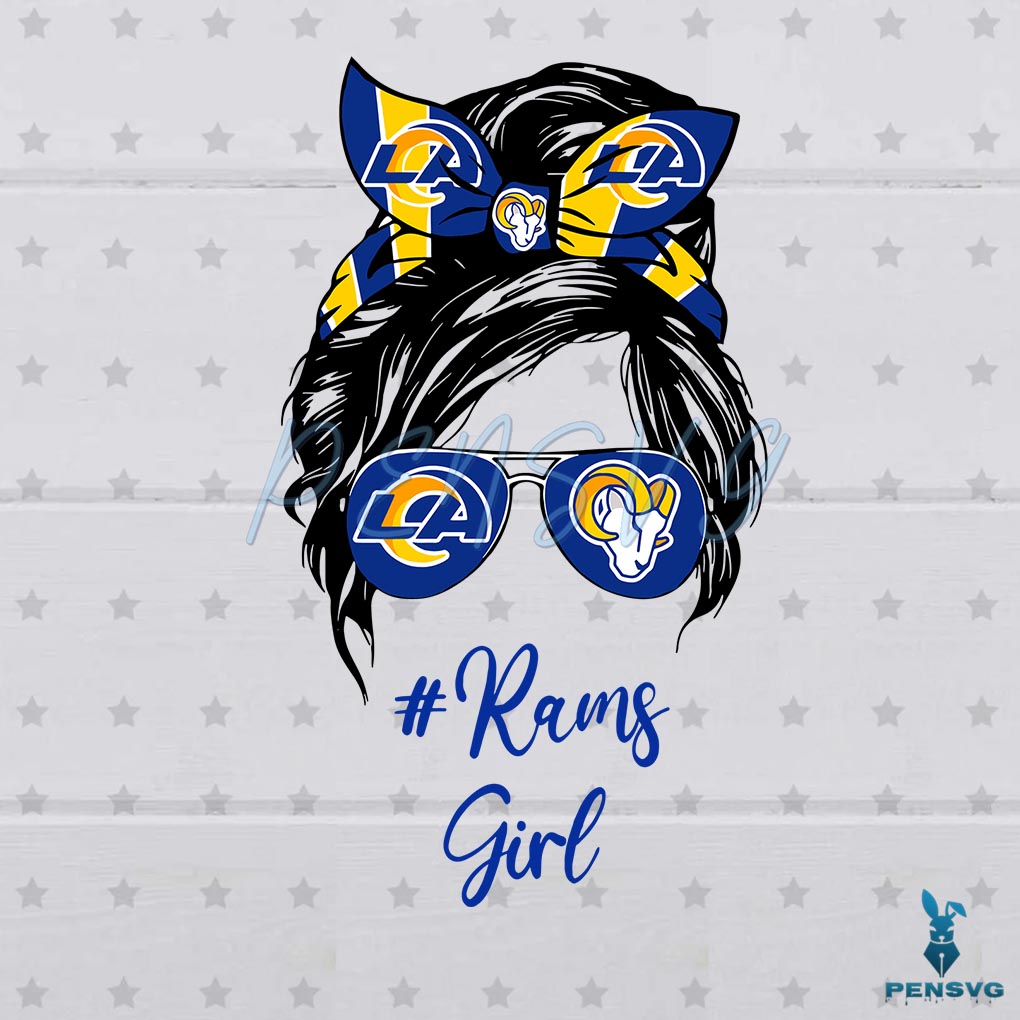 Messy bun Rams Girl SVG Digital File, Super Bowl 2022 Svg