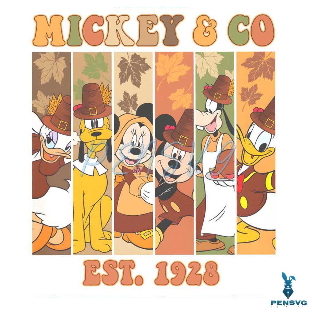 Mickey And Co Est 1928 Thanksgiving PNG Sublimation