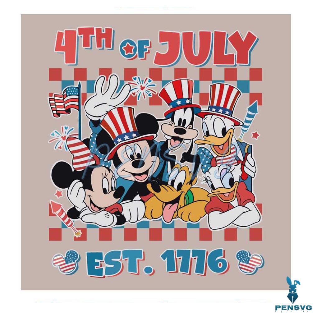 Cute Disney Friends 4th of July SVG free Cut File for Cricut Crafts