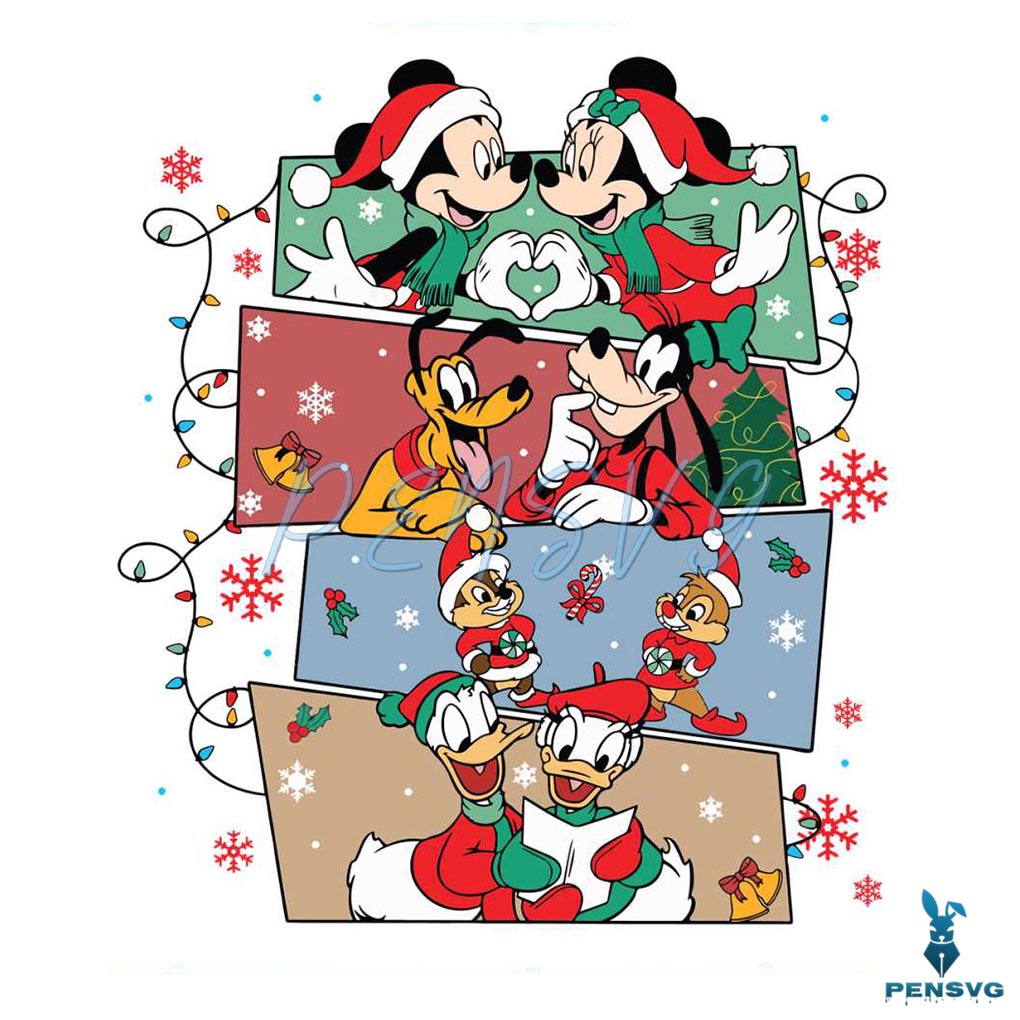 Mickey And Friends Christmas Lights SVG
