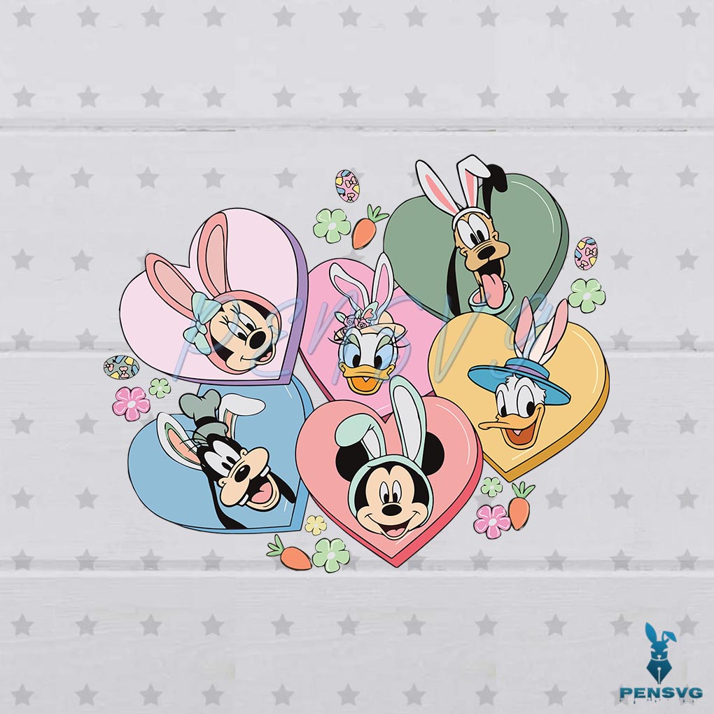 Mickey And Friends Happy Easter Heart Svg Graphic Designs Files