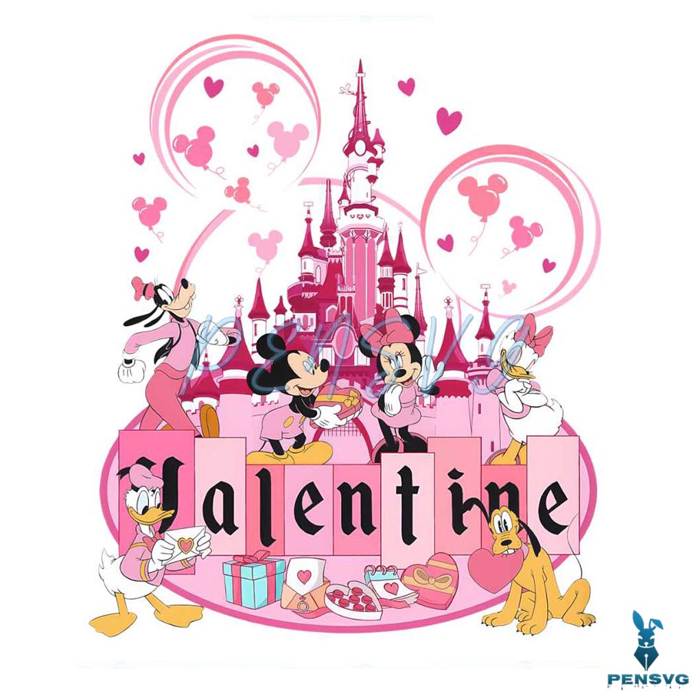 Mickey And Friends Valentine Castle PNG
