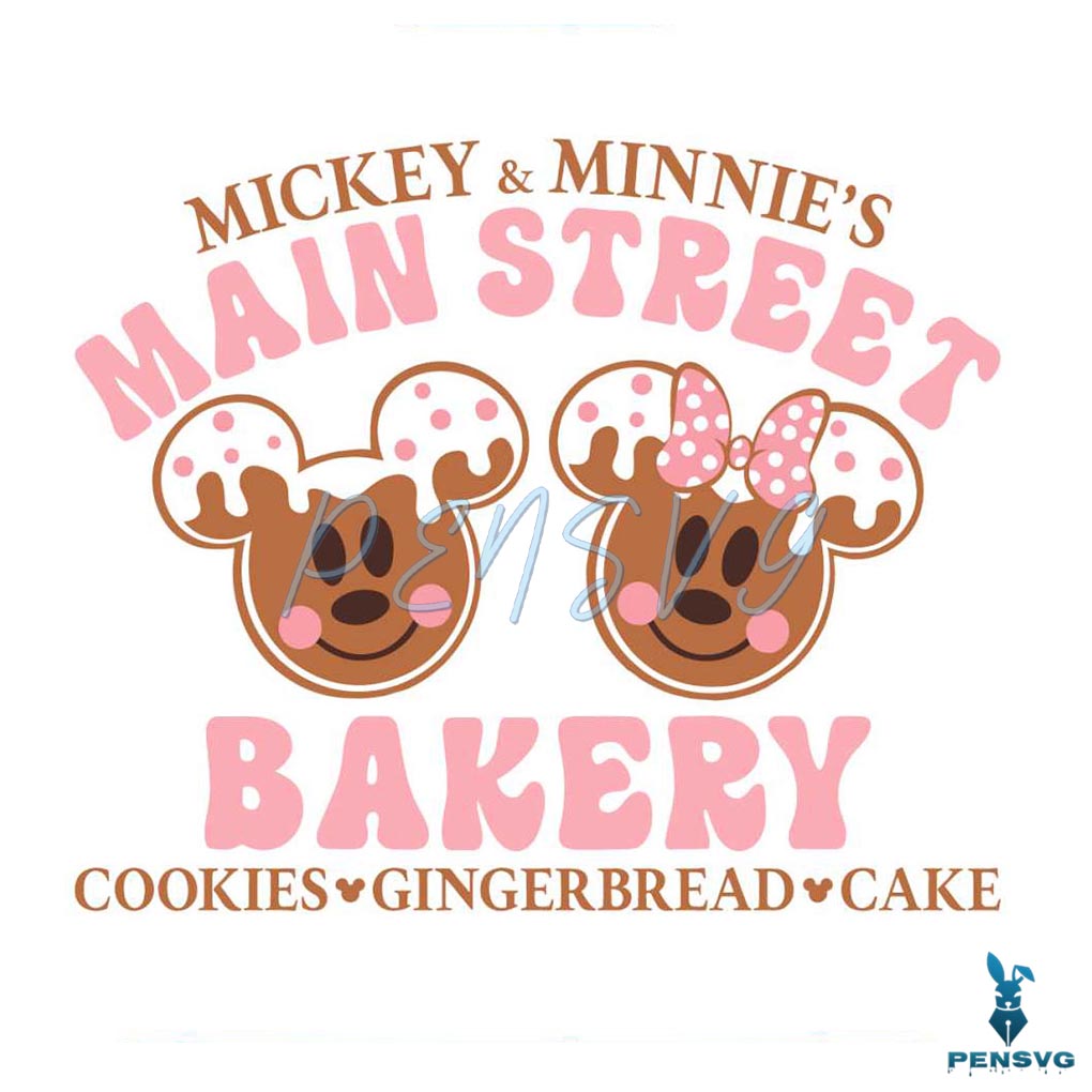 Mickey And Minnie Main Street Bakery Christmas Gingerbread Svg