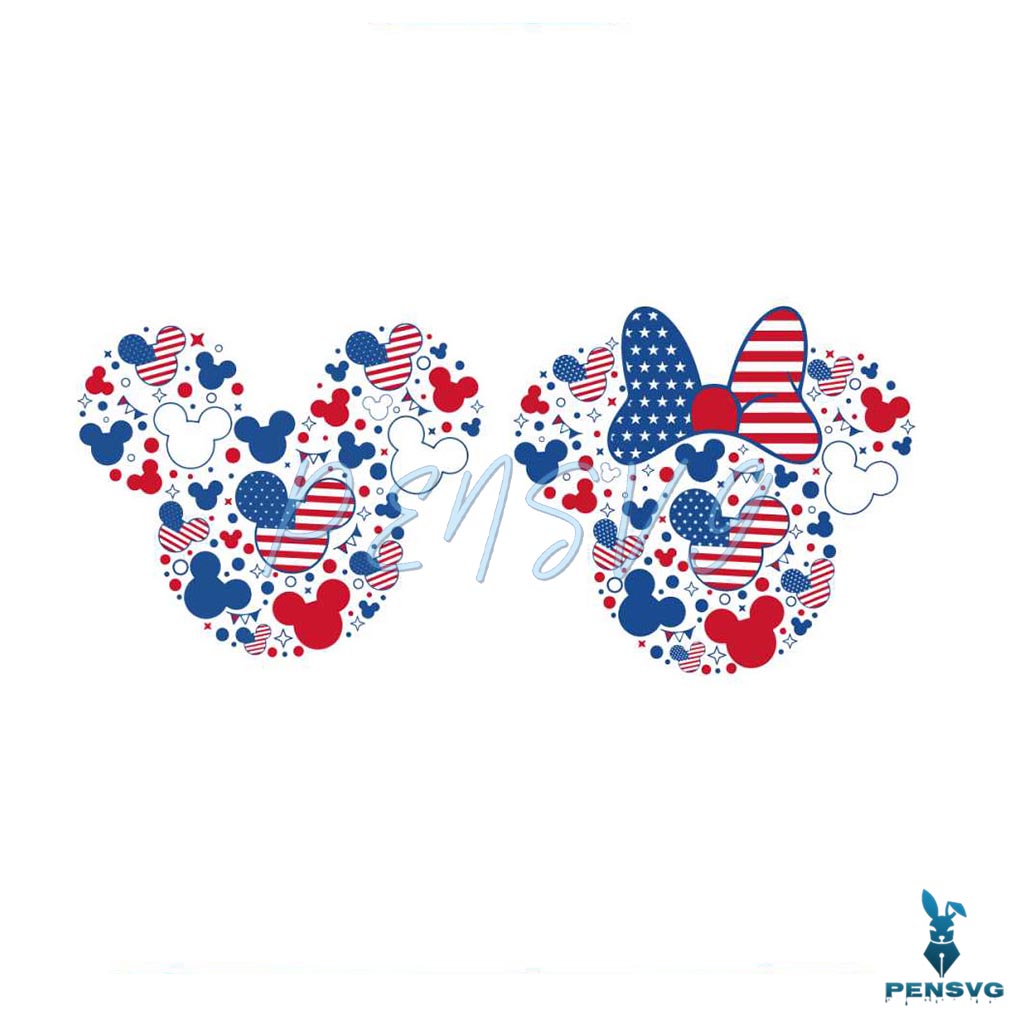 Mickey And Minnie Mouse Merica 4th Of July SVG