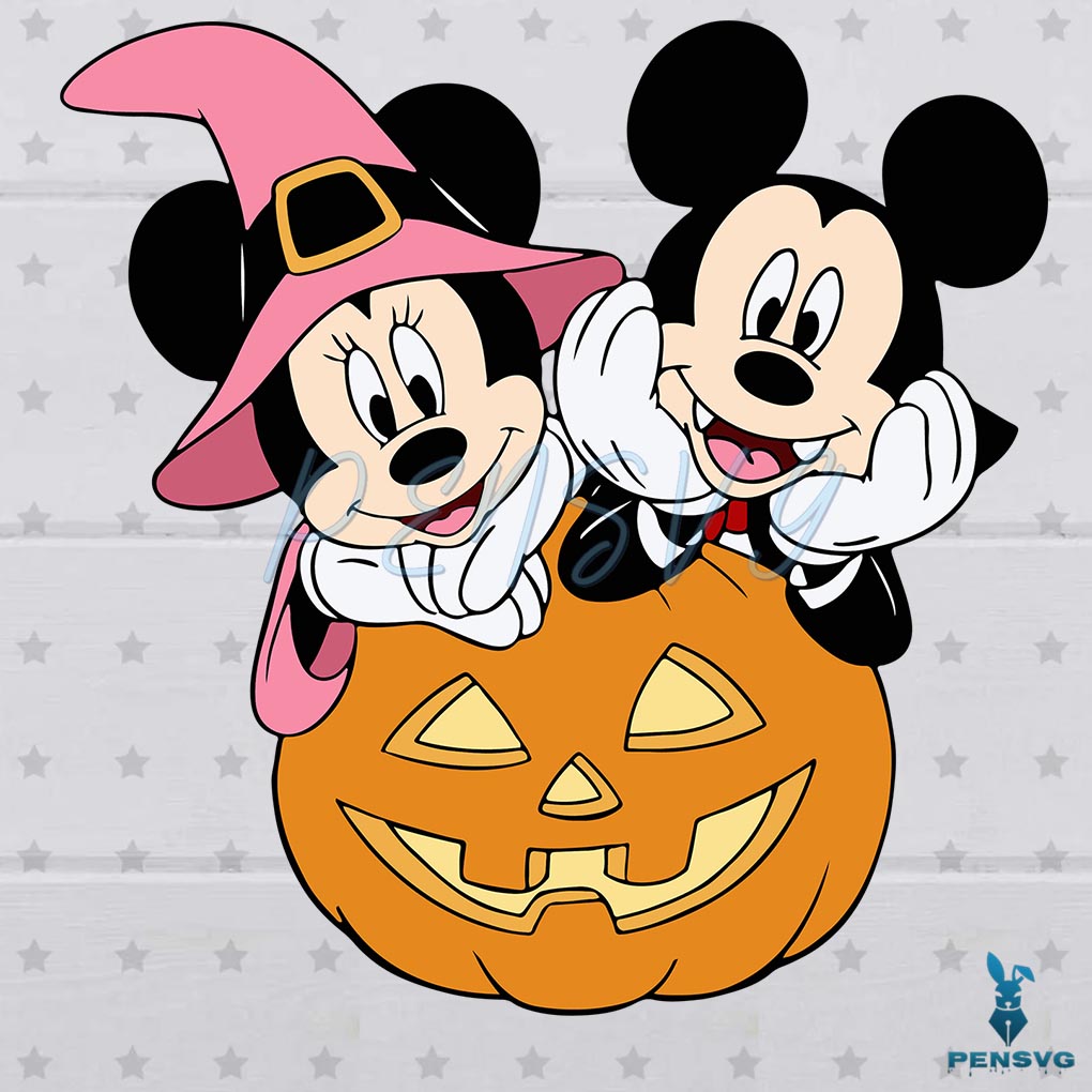 Mickey And Minnie Pumpkin SVG Witch Halloween Cutting Files