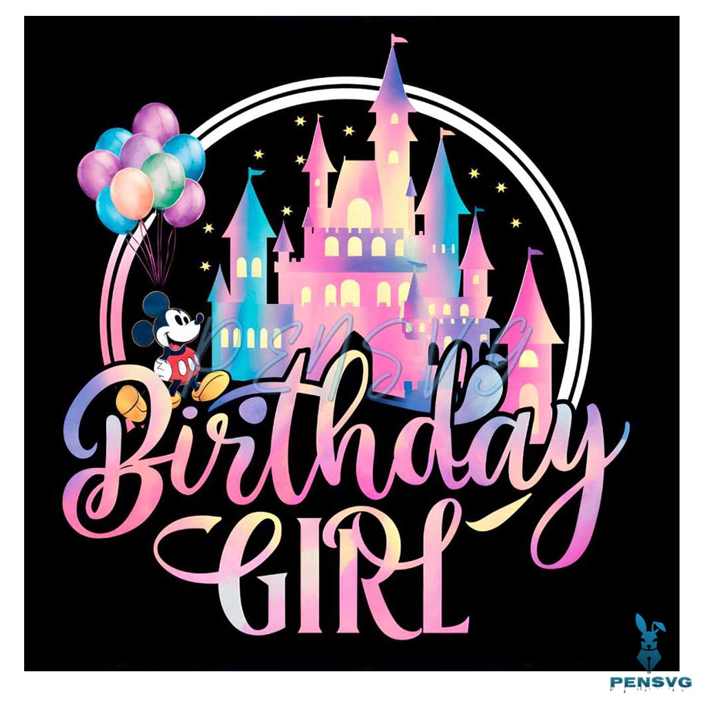 Mickey Birthday Girl Disney Castle PNG